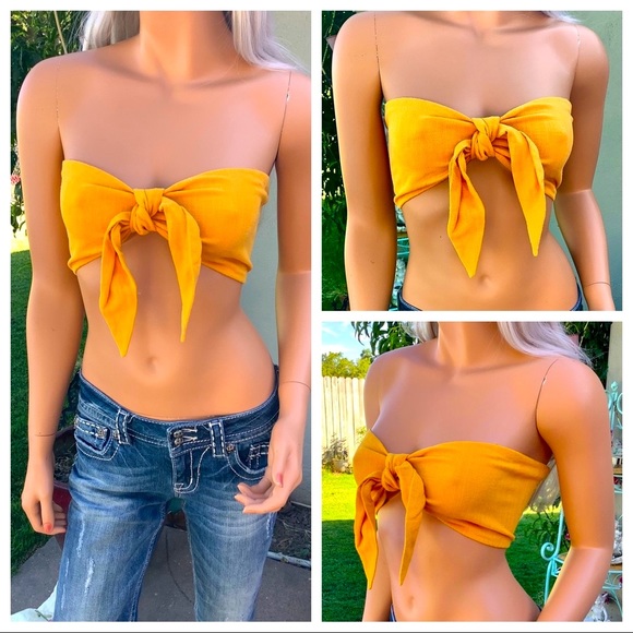 NWT TOPSHOP Sunny Bandeau Sash Tie Tube Crop Top - Picture 11 of 16